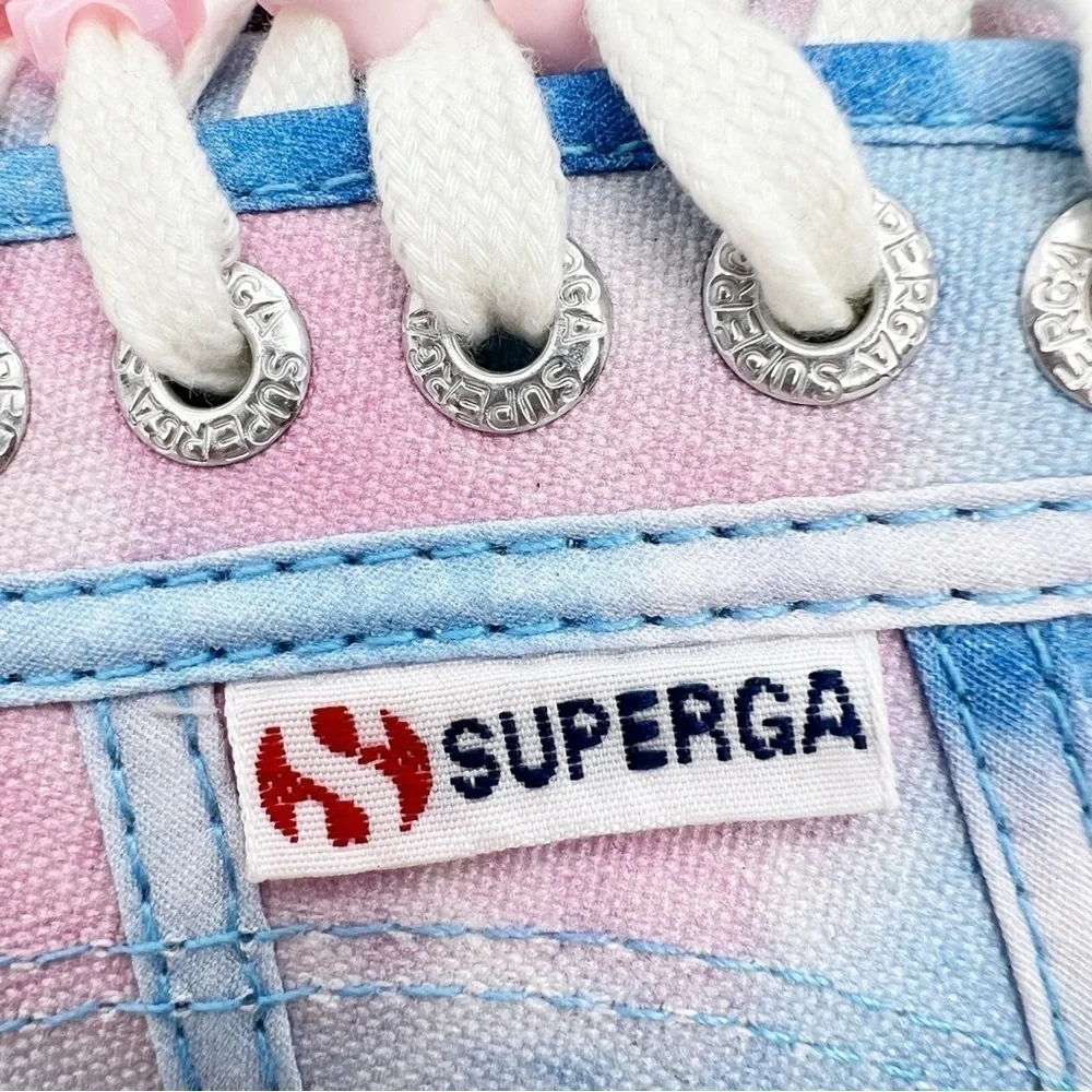Superga Sneakers Canvas Blue Pink Tie Dye Beads Womens Size 8.5 Fantasia New NWT